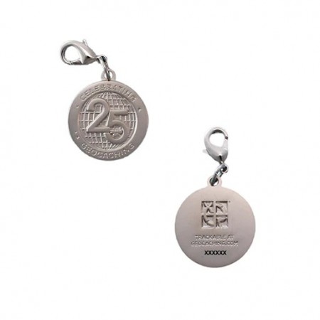 25 Years of Geocaching Nano Geocoin/Charm with Clasp